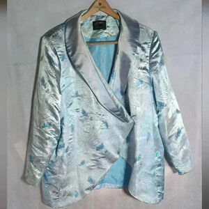 AS HRO blue satin floral pattern jacket sz 24
